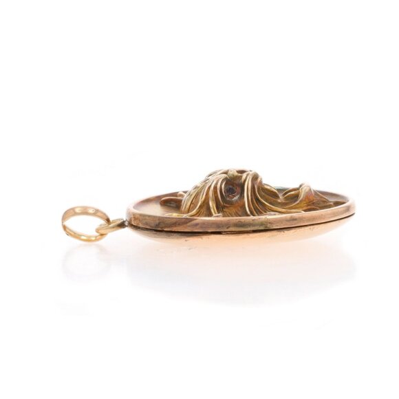 Yellow Gold Victorian Dragon Pendant 10k Antique - Picture 2 of 4